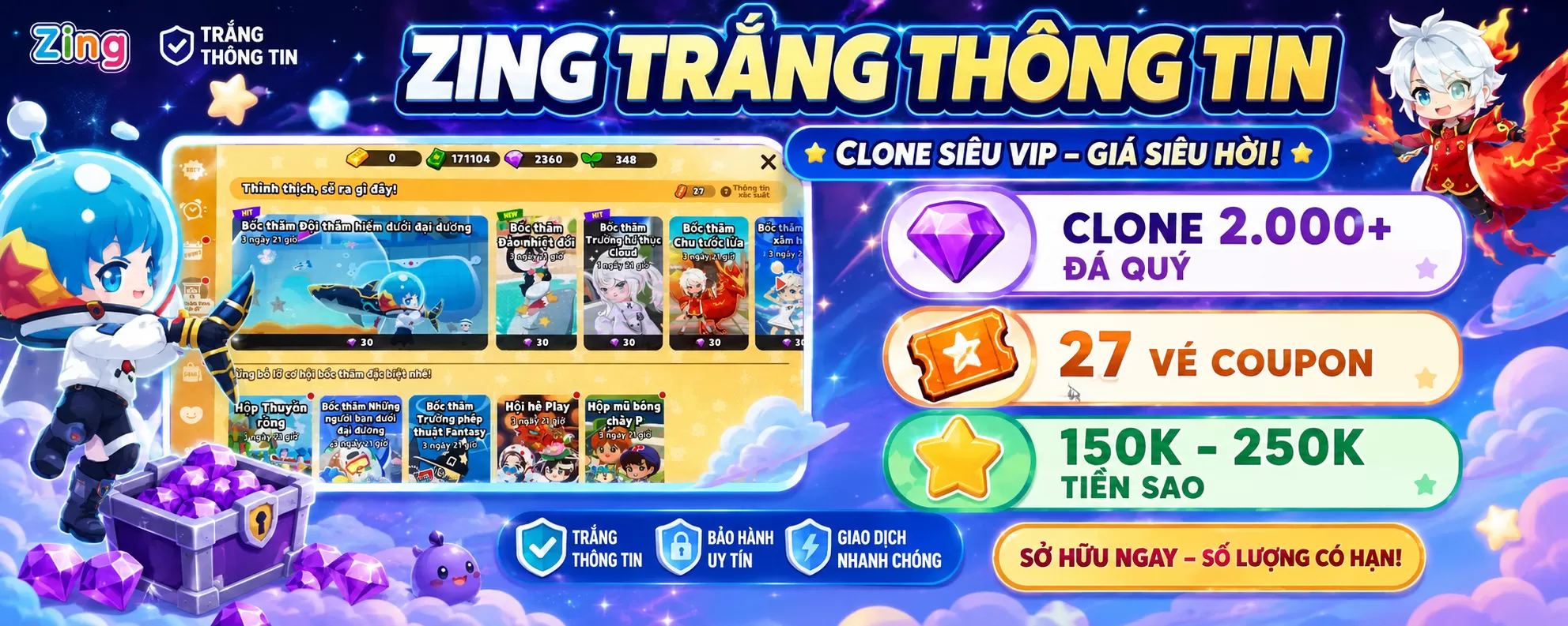 Clone 2K Đá Quý 27 Vé - ZINGTTT